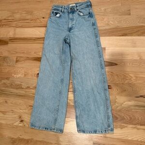 Sezane Le Crop Denim Jeans Light Wash High Rise Wide Leg Cotton Women's 34/US 2